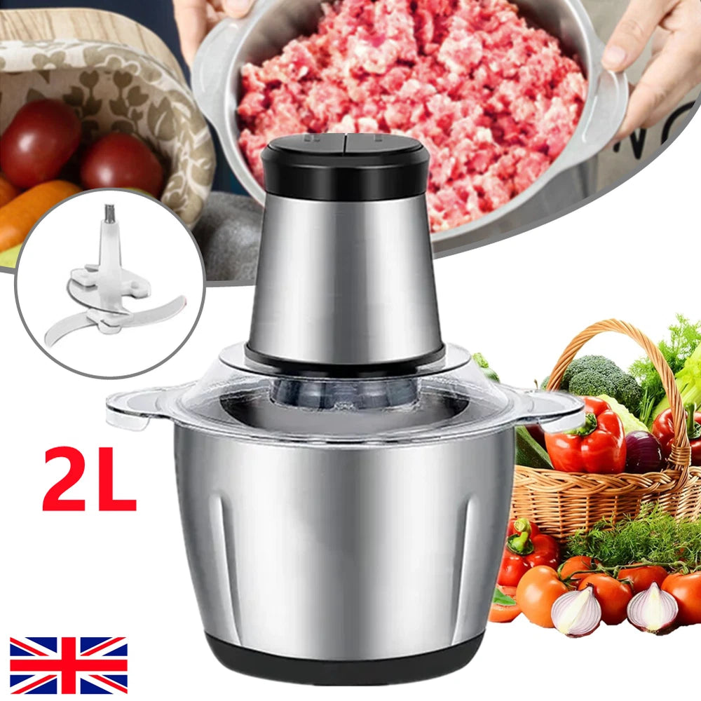 2L Electric Meat Grinder Mincer Mixer Home Blender Mini Food Chopper Processor