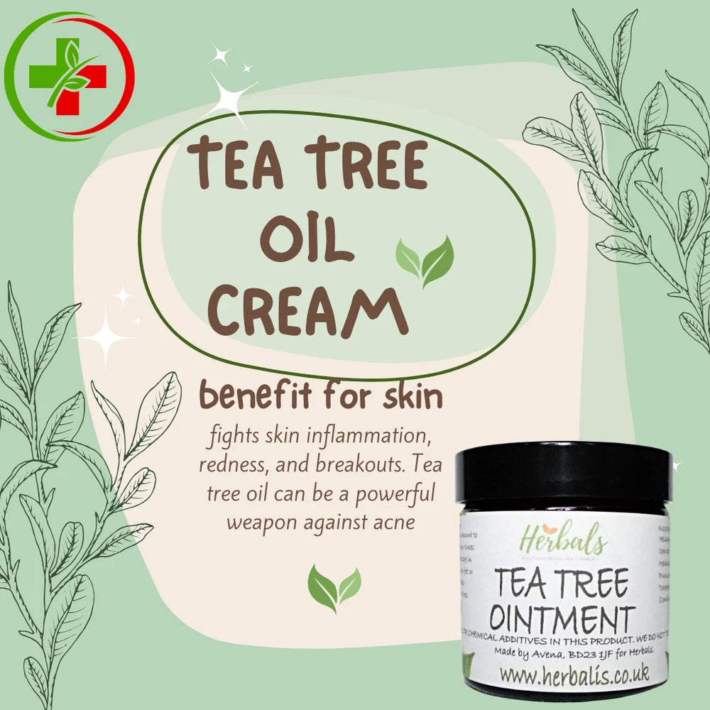 Tea Tree Cream for Acne Face & Skin Natural Antiseptic Balm 60ml 200ml UK Made