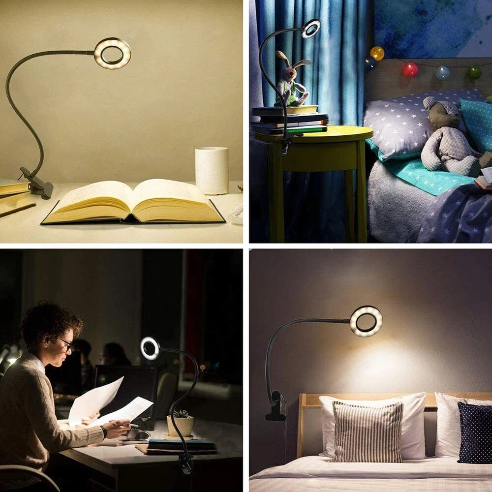 48 LED USB Clamp Clip On Flexible Desk Light Bed Reading Table Study Night Lamp