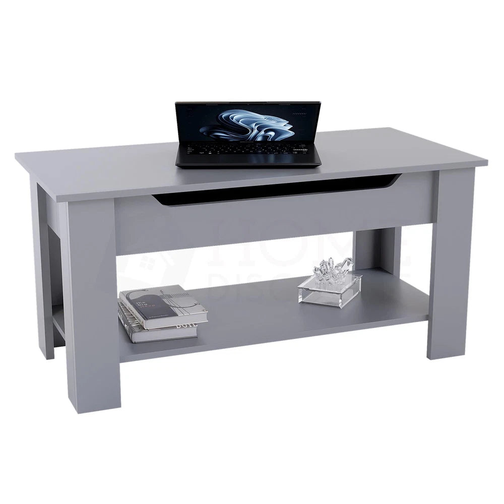 Wooden Coffee Table Lift Up Storage Top With Shelf Living Room Furniture