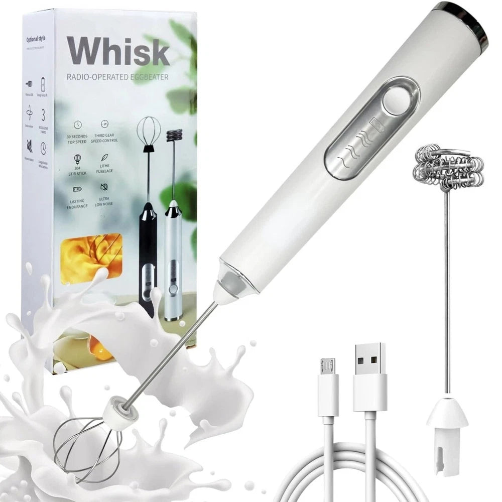 USB Rechargeable Milk Coffee Frother Whisk Egg Beater Handheld Frappe Mixer New