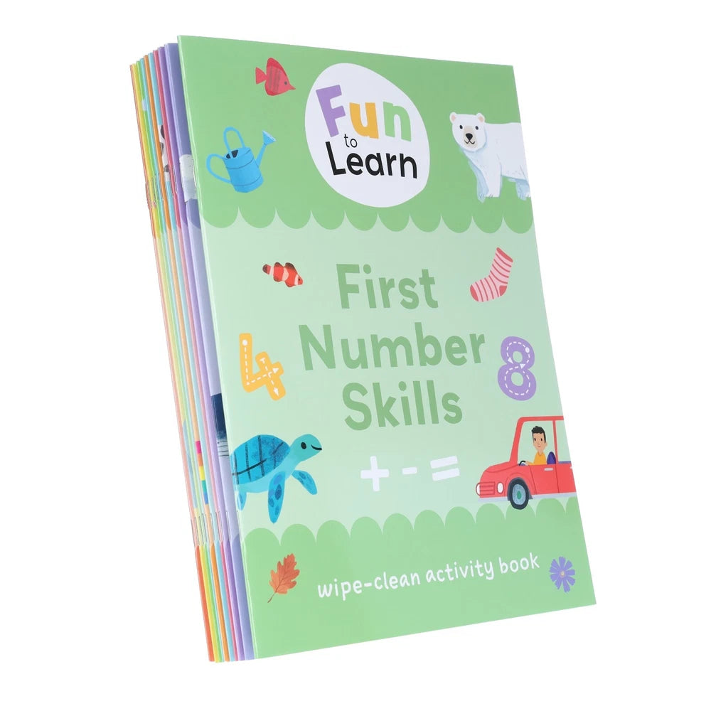 Fun to Learn Wipe-Clean Activity 10 Books Collection Set - Ages 3+ - Paperback