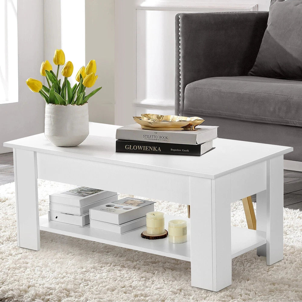 Coffee Table With Storage Lift Top Up Drawer Shelf Living Room Furniture Wooden