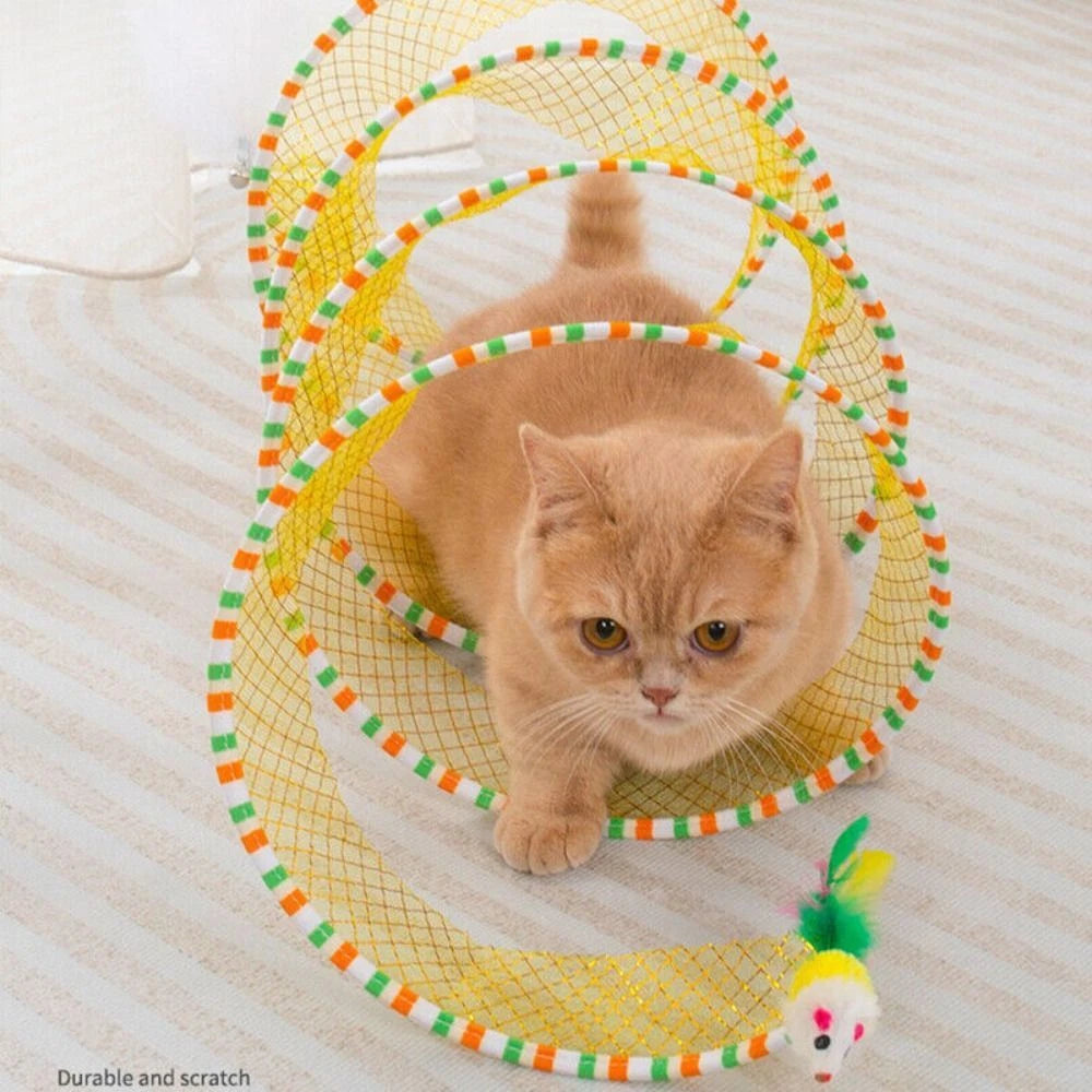 Stretchable Cat Coil Tunnel Toys Foldable Pet Interactive Toy Coil Spiral Toy