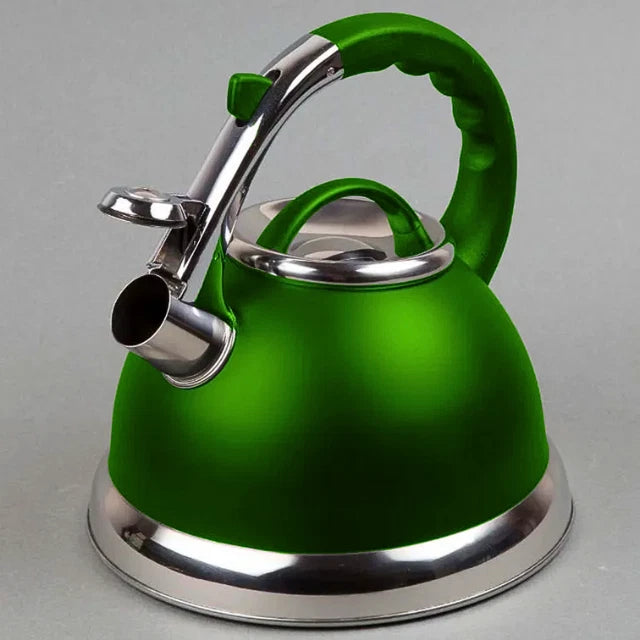 Prima Whistling Kettle Cordless Stainless Steel Easy Grip Handle 3.5L Green