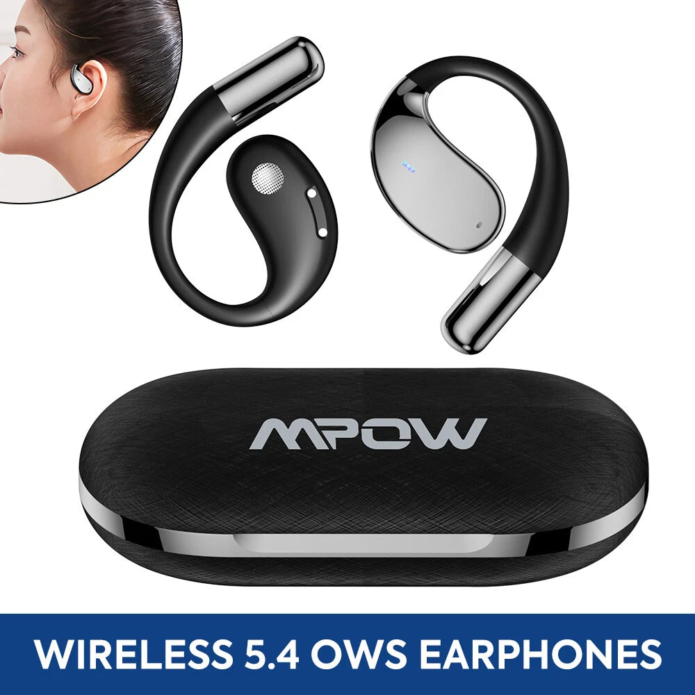 MPOW Wireless Earphones Open Ear Bluetooth 5.4 OWS Headphones Gym Sports Earbuds