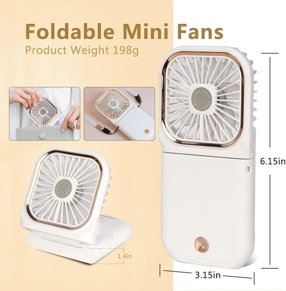 Mini Hand-held Fan， Portable Folding Desk Fan Cooler Cooling USB Rechargeable UK