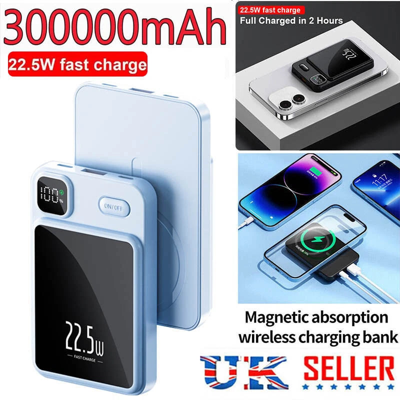 3000000mAh Power Bank Magnetic Battery Pack Wireless Charger for iPhone 15/14/13