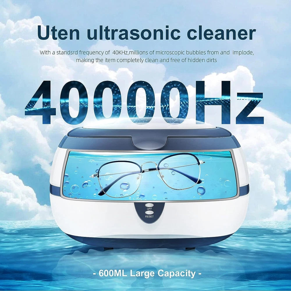 Uten 600ml Ultrasonic Cleaner Timer Watch Jewellery Cleaning Machine With Basket