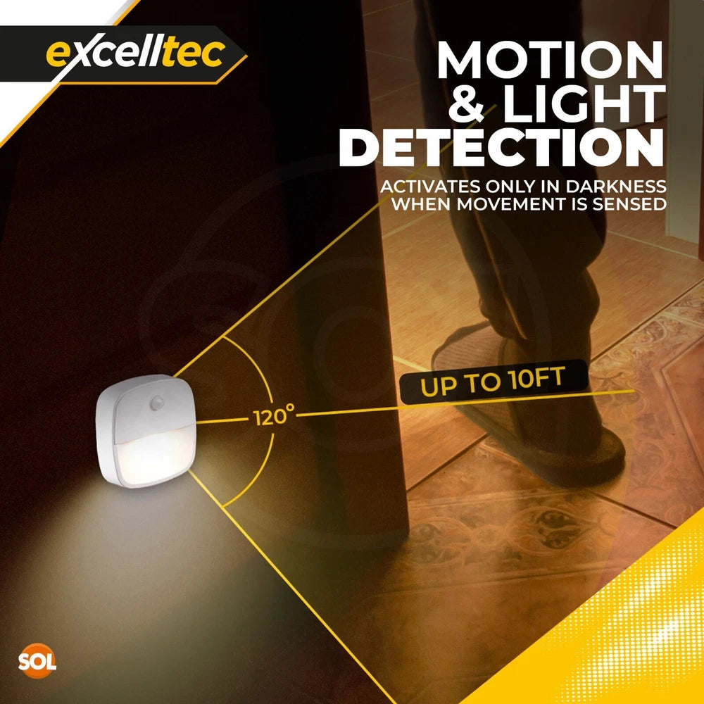 4-12pk LED PIR Motion Sensor Night Light Lamp Wireless Battery Stair Cabinet