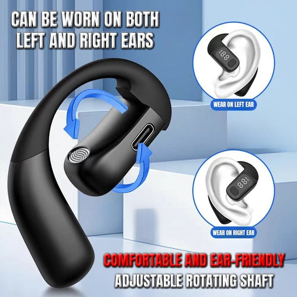 Wireless Bluetooth 5.4 Earphone with HD Mic, Waterproof, Sports Ear Hook, Lon