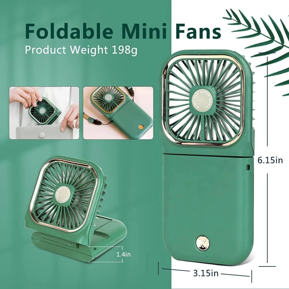 Mini Hand-held Fan， Portable Folding Desk Fan Cooler Cooling USB Rechargeable UK