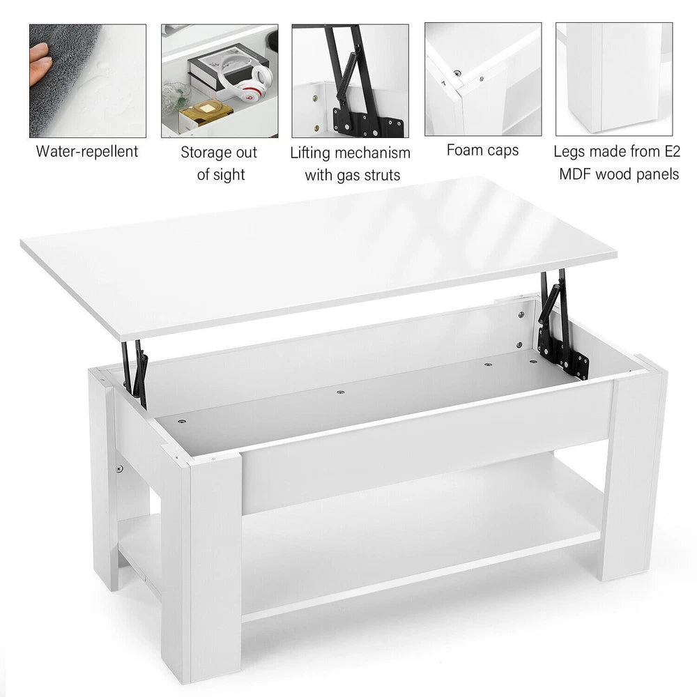 Coffee Table With Storage Lift Top Up Drawer Shelf Living Room Furniture Wooden
