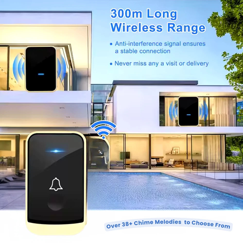 Wireless Doorbell Plug In Chime, Waterproof Home Cordless Door bell Long Range