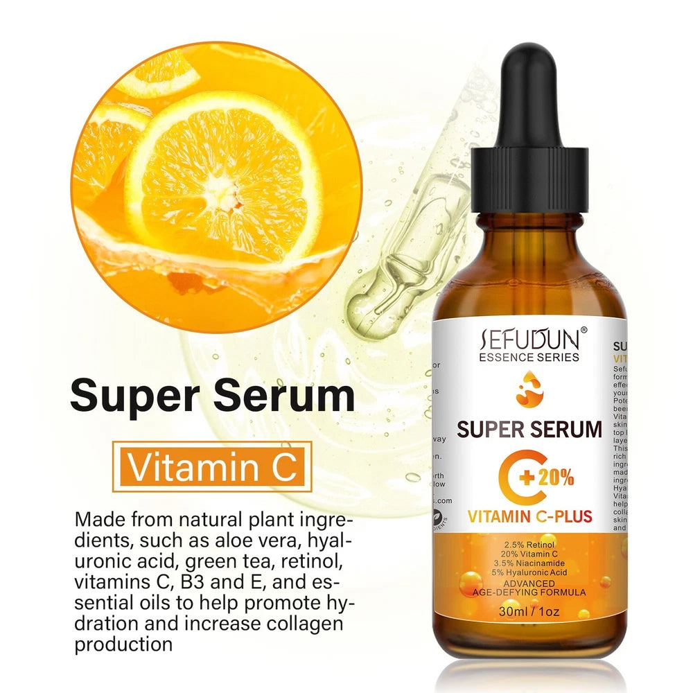 Vitamin C +20% Face Super Serum  Hyaluronic Acid 30ML  Brand New UK