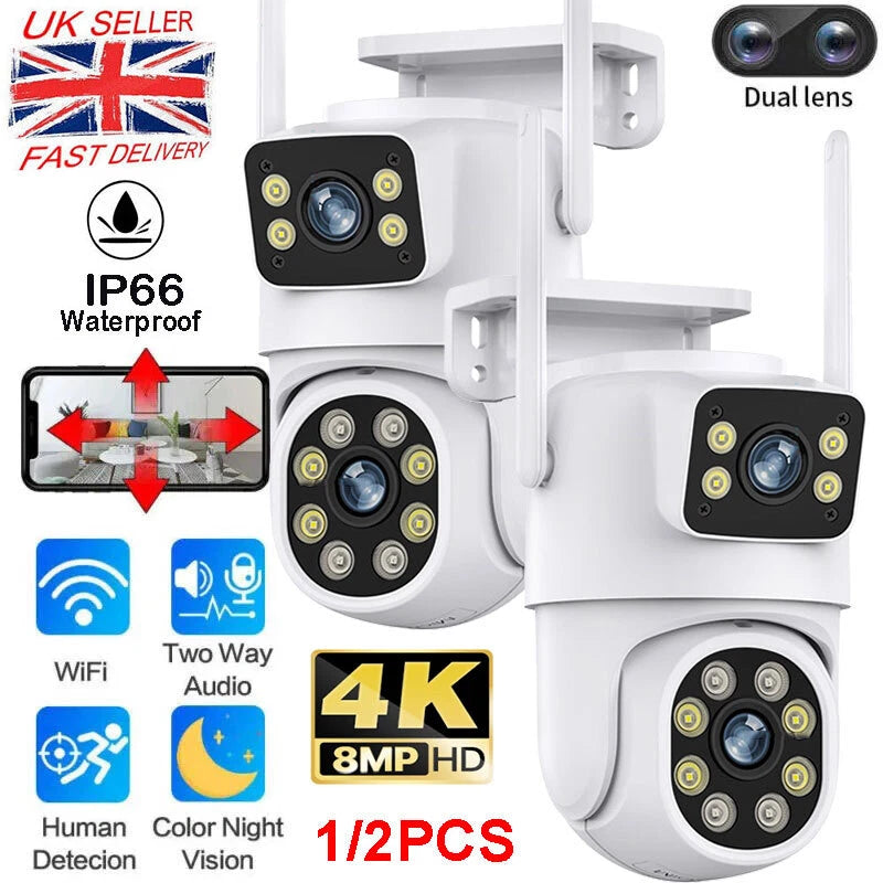 8MP Wireless 4K WIFI IP Camera CCTV PTZ Smart Home Outdoor Security IR Cam IP66