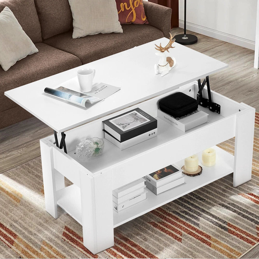 Coffee Table With Storage Lift Top Up Drawer Shelf Living Room Furniture Wooden