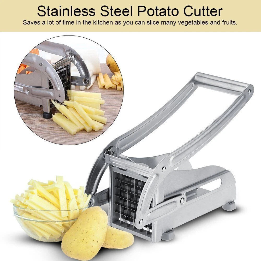 Potato Chipper Chip Chopper Cutter Slicer Maker & 2 Steel Edges French Fries UK