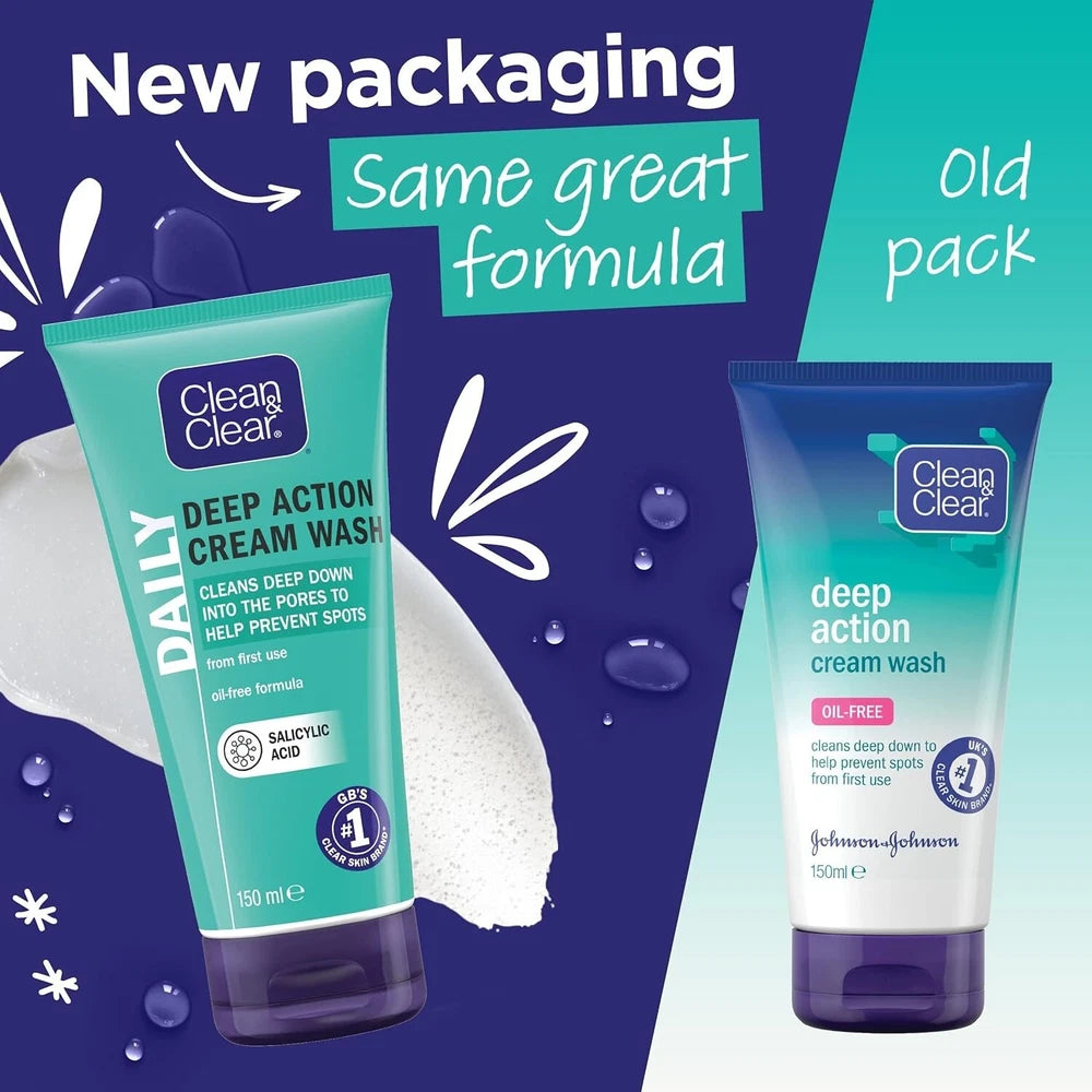 Clean & Clear Oil Free Deep Action Cream Wash (150ml X 3 pack)