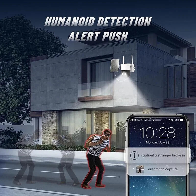 Solar Security IP Camera Battery Powered Outdoor Wireless WiFi CCTV PTZ Camera