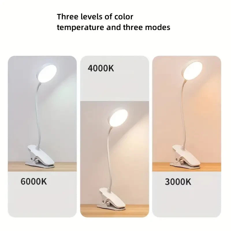 LED USB Rechargeable Clamp Clip On Flexible Desk Light Bed Read Table Night Lamp