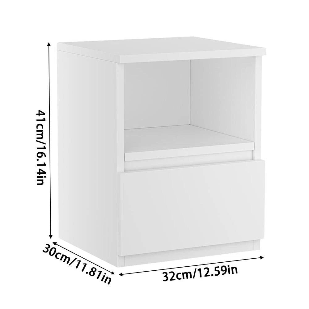 White Bedside Table Drawer Cabinet Bedroom Furniture Storage Nightstand Shelf UK