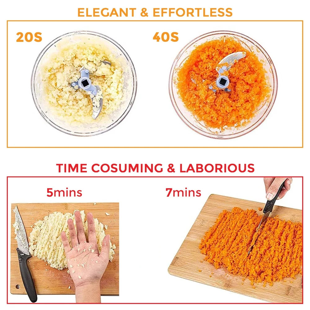 Pull Cord Pulling Food Chopper Manual Vegetable Slicer Hand Blender UK 900ML