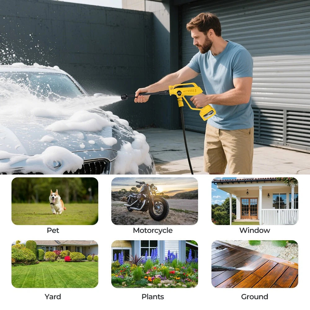 2 Battery Brushless Cordless Car High Pressure Washer Jet Water Wash Cleaner Gun