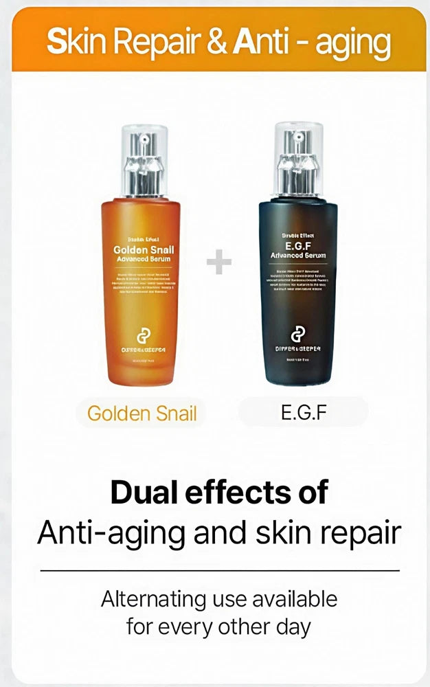 Golden Snail Mucin/EG Serum-Differ & Deeper-K-Beauty–Anti-Wrinkle,Blemish Repair