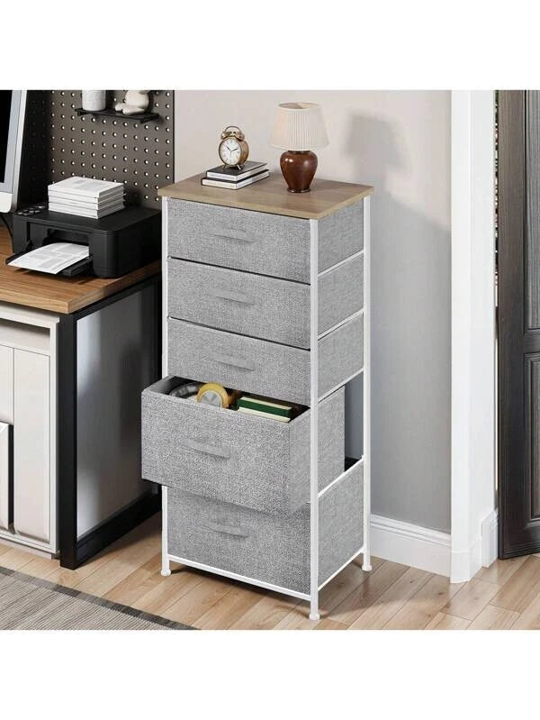 Chest of Drawers Bedroom Furniture Storage Bedside Cabinet 5 Fabric Drawer