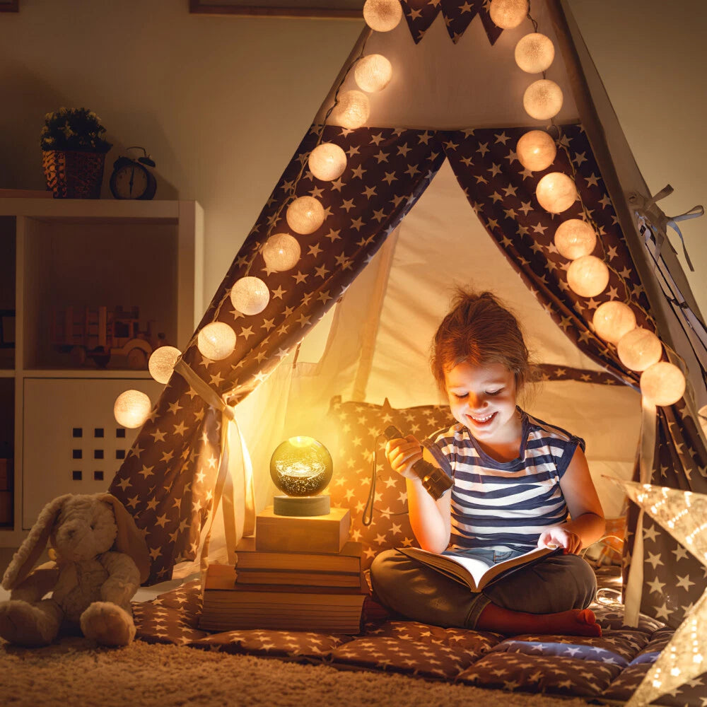 USB 3D Moon Planet Globe Galaxy Night Light LED Crystal Ball Table Lamp Bedside