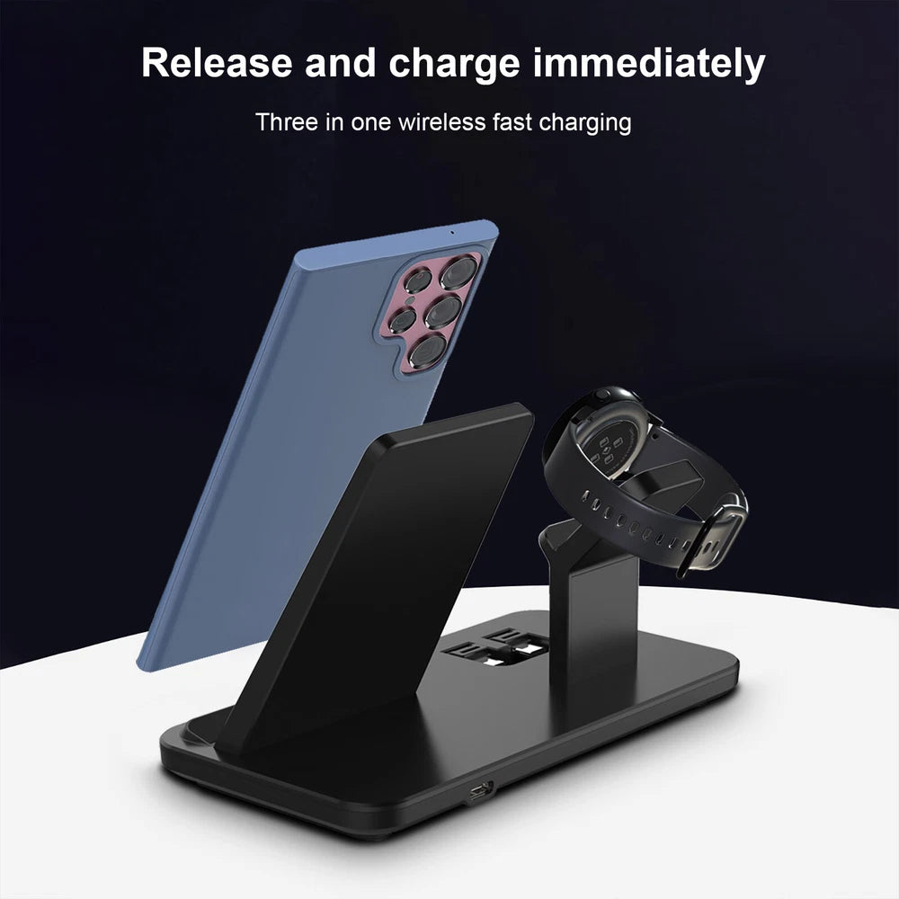 3in1 Fast Wireless Charger Dock Station For Samsung Galaxy S25 S24 Watch 7 6 5 4