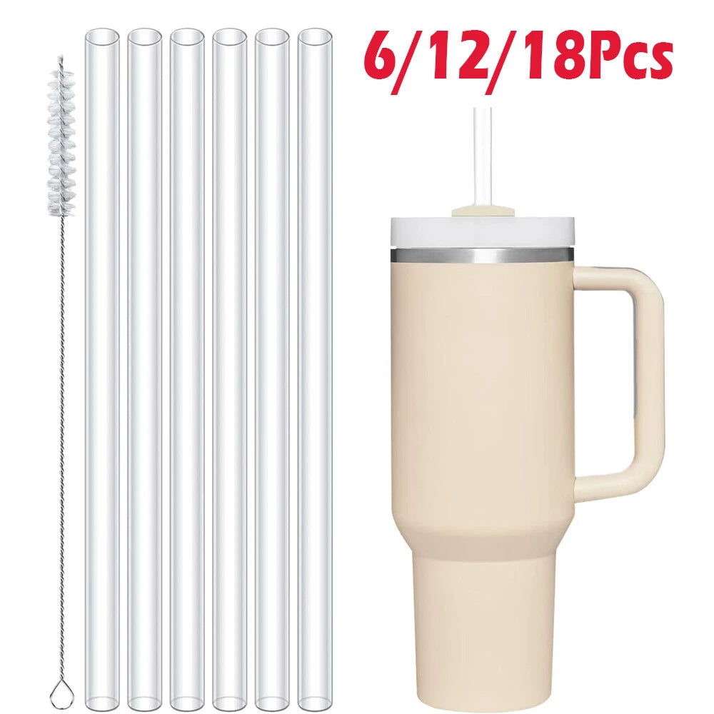For Stanley Cup 40oz Replacement Straw Reusable Long Straws with Cleaning Brush