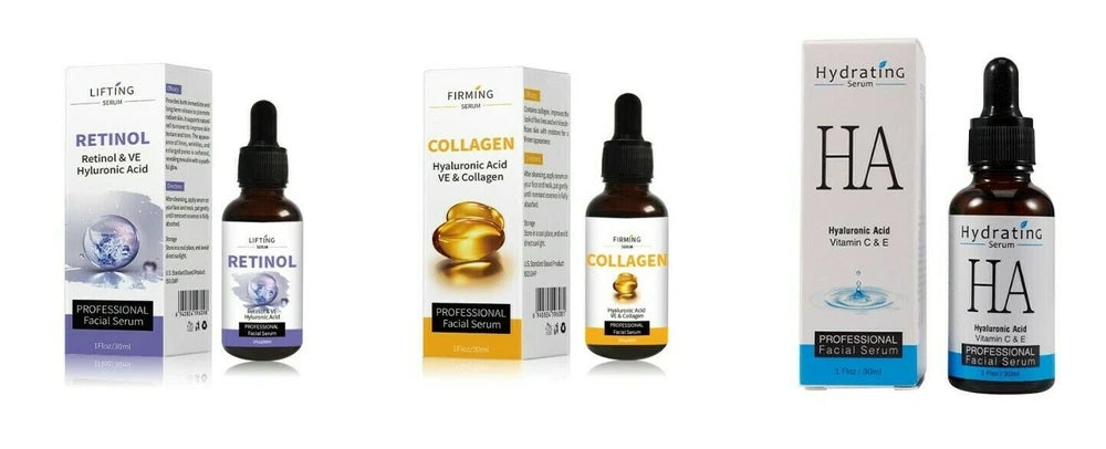 2x30ml Vitamin C Face Serum Hyaluronic Acid Retinol Collagen Anti Aging/Wrinkles