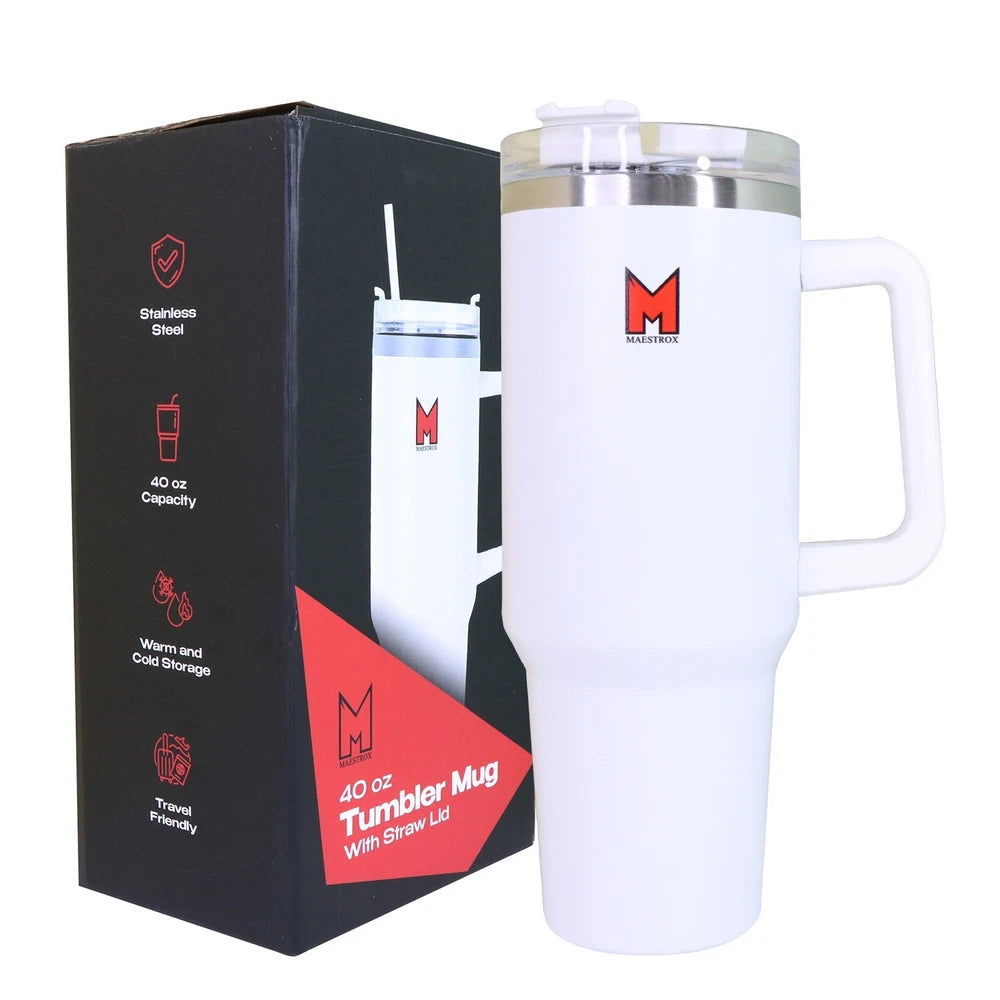 40oz Tumbler Stainless Steel Insulated Travel Mug with Straw and Lid Coffee Mug