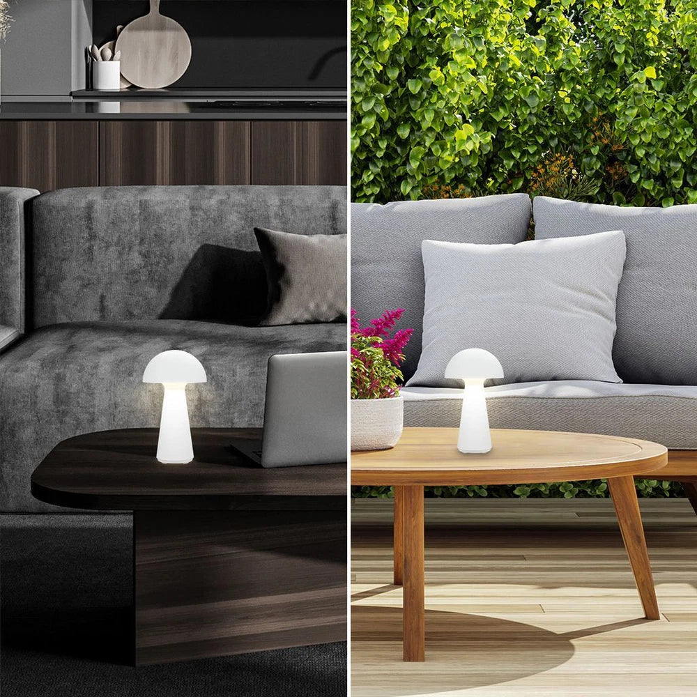 Cordless Rechargeable LED Table Lamp Mushroom Desk IP44 Battery Dimmable White