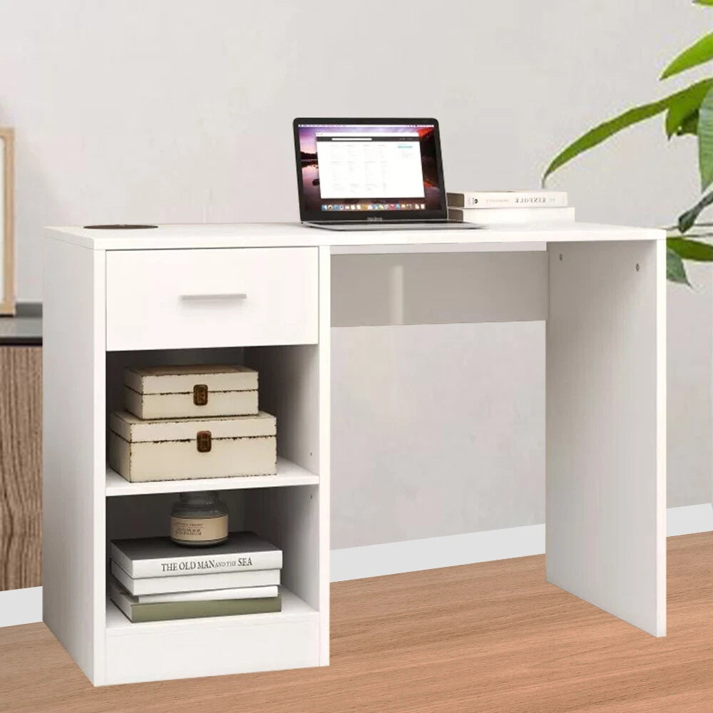 100cm Computer Desk Study Writing Table PC Laptop Desk with Drawer 2 Shelves