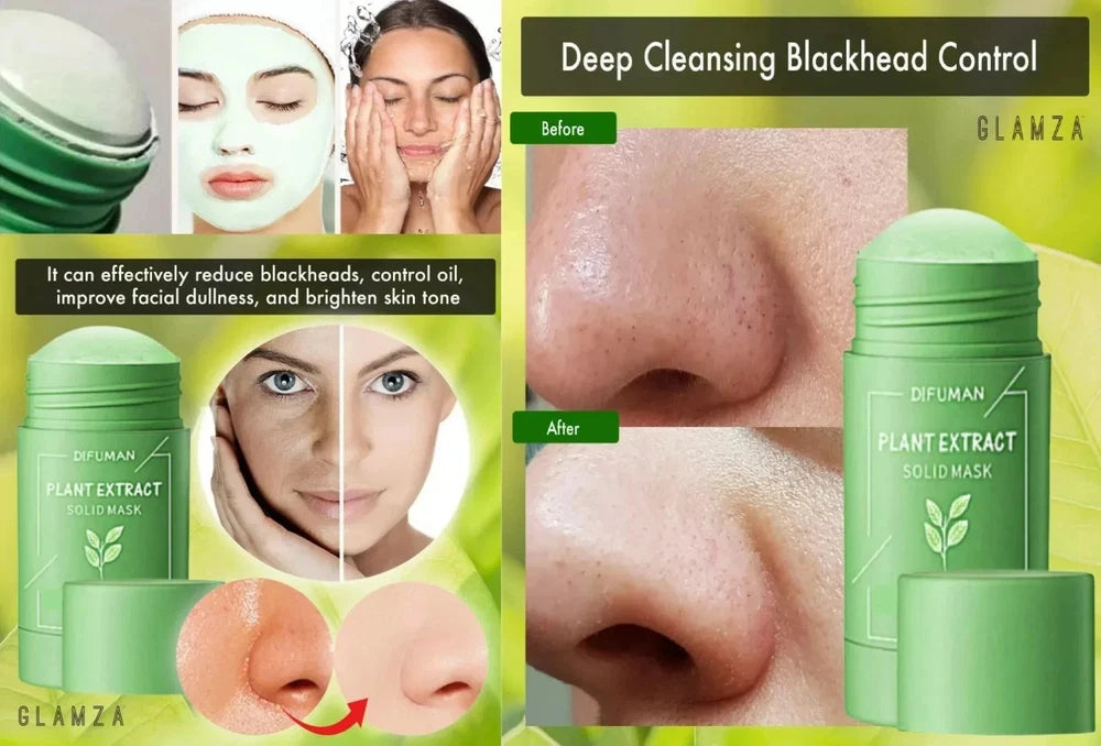 Green Tea Mask Stick Face Cleansing Oil Acne Blackhead Control Deep Clean Pore