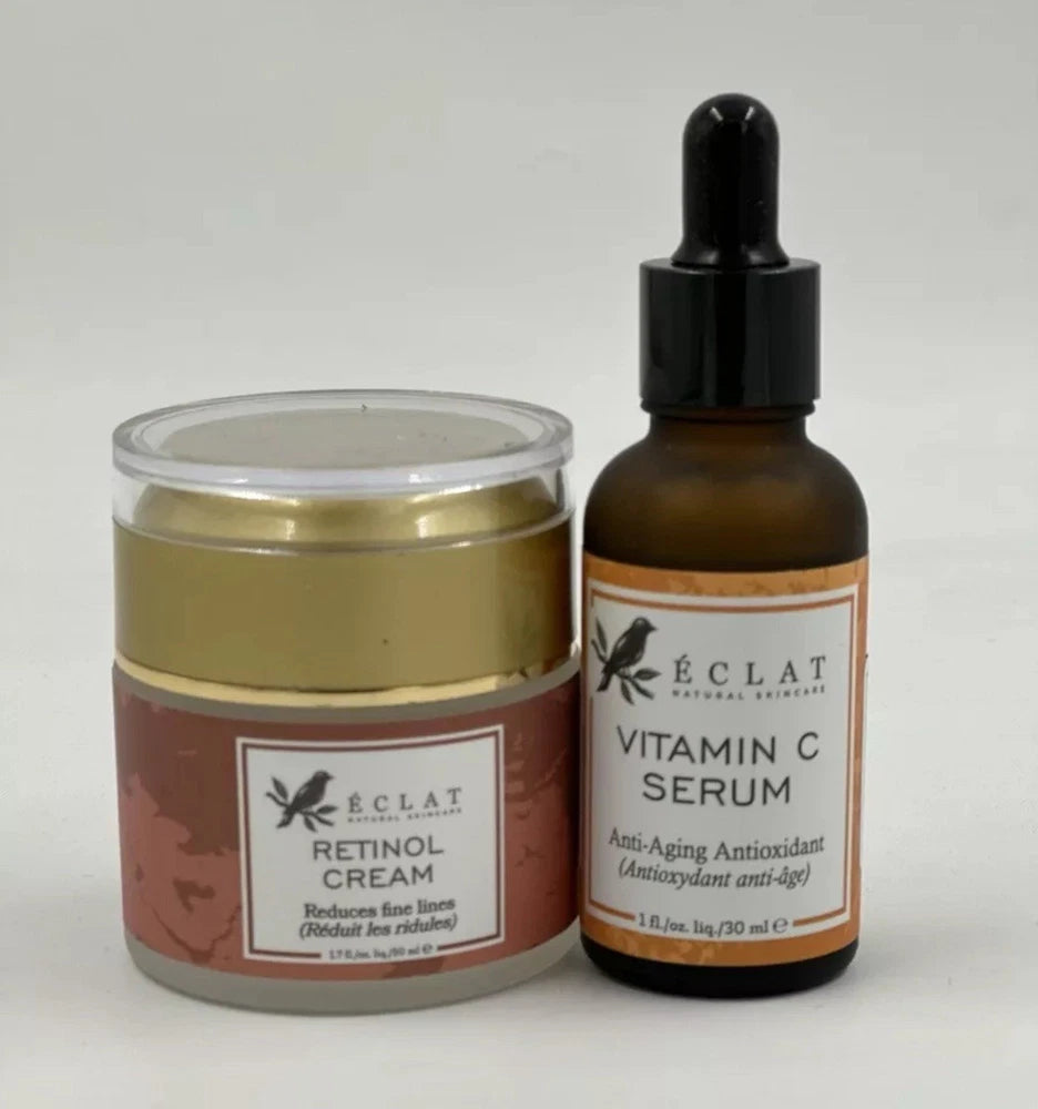 Eclat Retinol Face Cream 50ml Night Moisturiser & Vitamin C Serum SET UK Stock