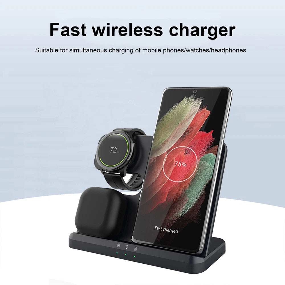 15W 3in1 Wireless Charger Station Charging Dock For Samsung Galaxy Watch 7/6 S24