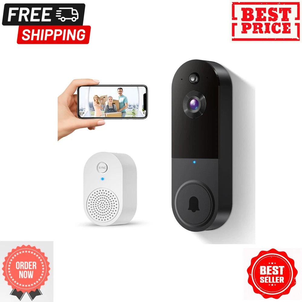 1080P Wireless Video Doorbell Camera with Ring Chime, Smart AI Human Detection