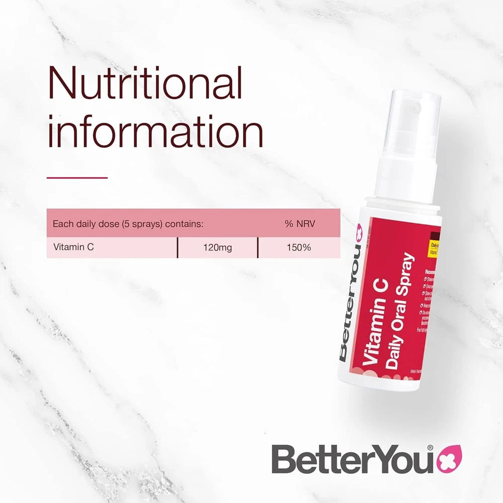 BetterYou Vitamin C Daily Oral Spray Pill-free Vitamin C Supplement 120mg - 50ml