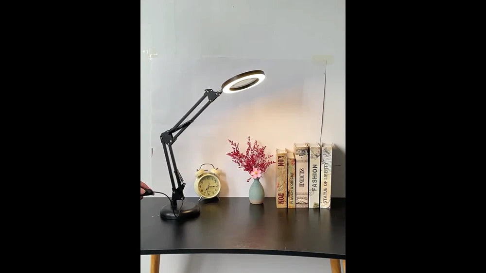 10X LED Magnifier Glass Desk Lamp With Light Stand Clamp Beauty Magnifying Lamp