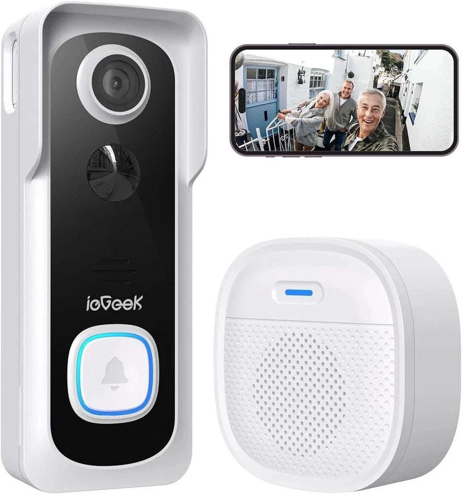 Wireless Smart Home Video Doorbell Camera, Indoor Chime WiFi Doorbell 2way Audio