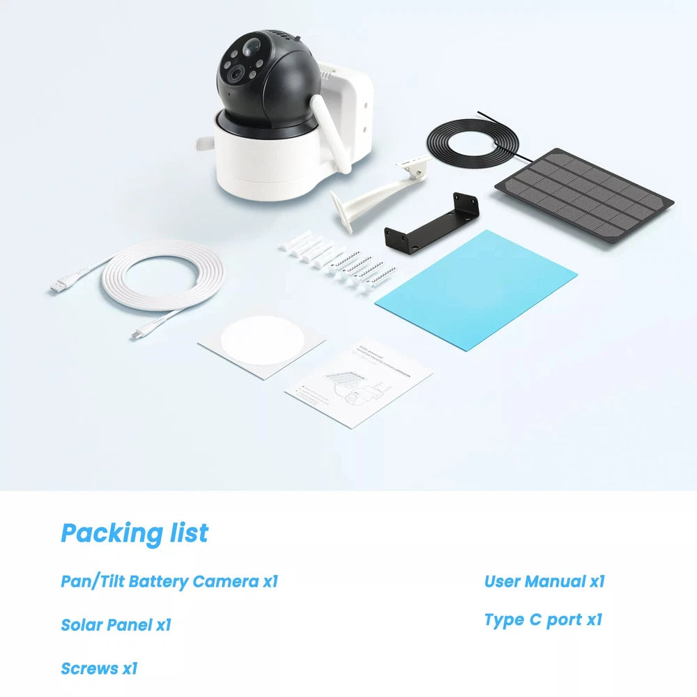 Solar Security IP Camera Battery Powered Outdoor Wireless WiFi CCTV PTZ Camera