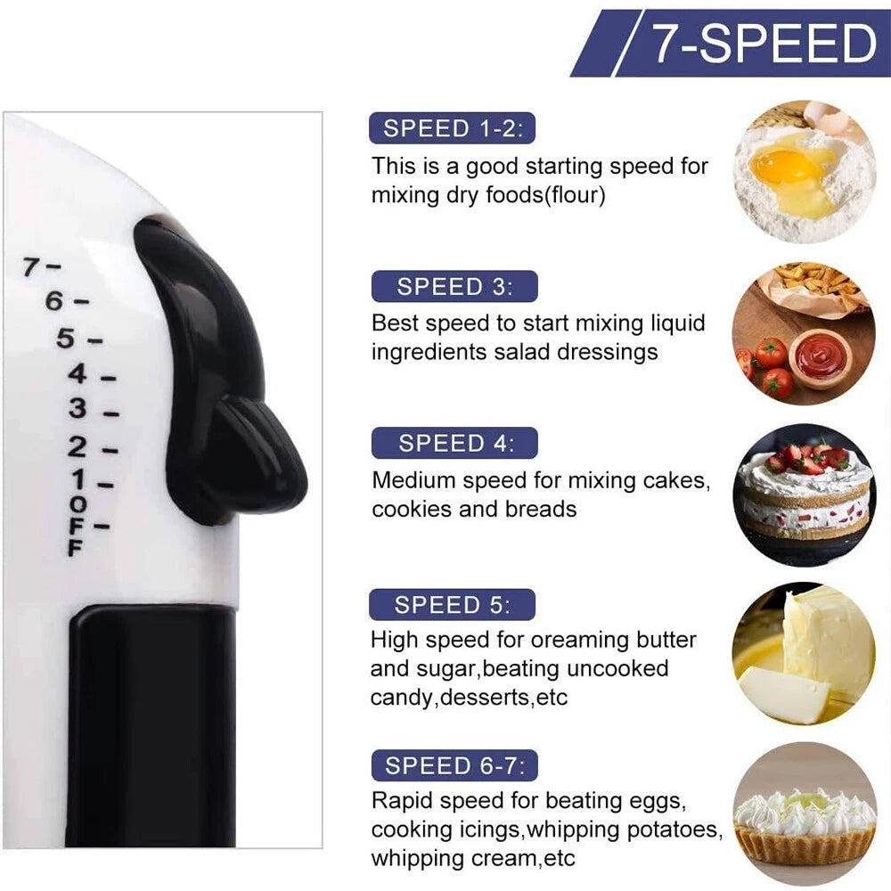 7 Speed + Cake Electric Stand Mixer Food Multi Mixing Bowl Blender Beater Dough