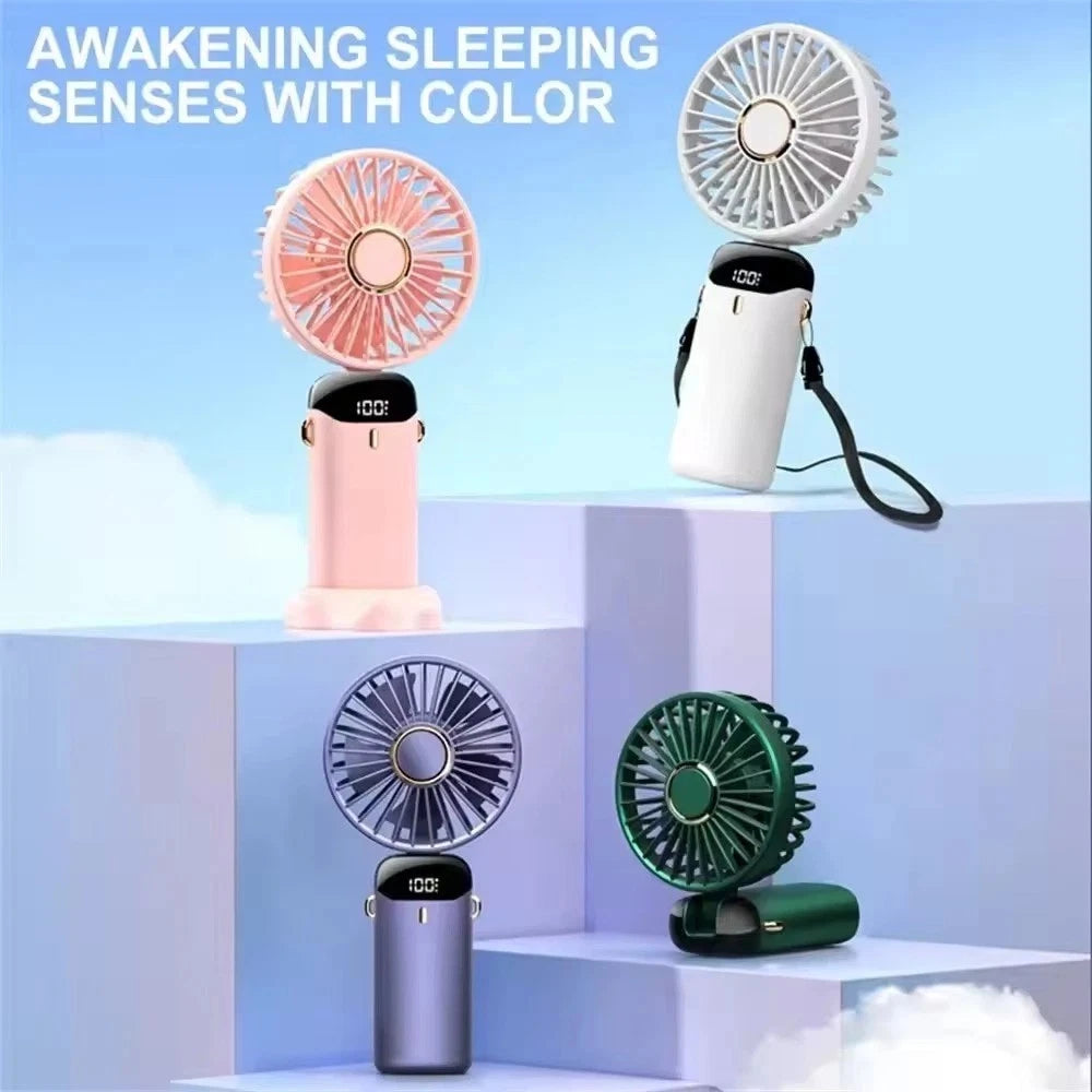 Portable Hand-held Fan Mini Folding Desk Fan Cooler Cooling Fan USB Rechargeable