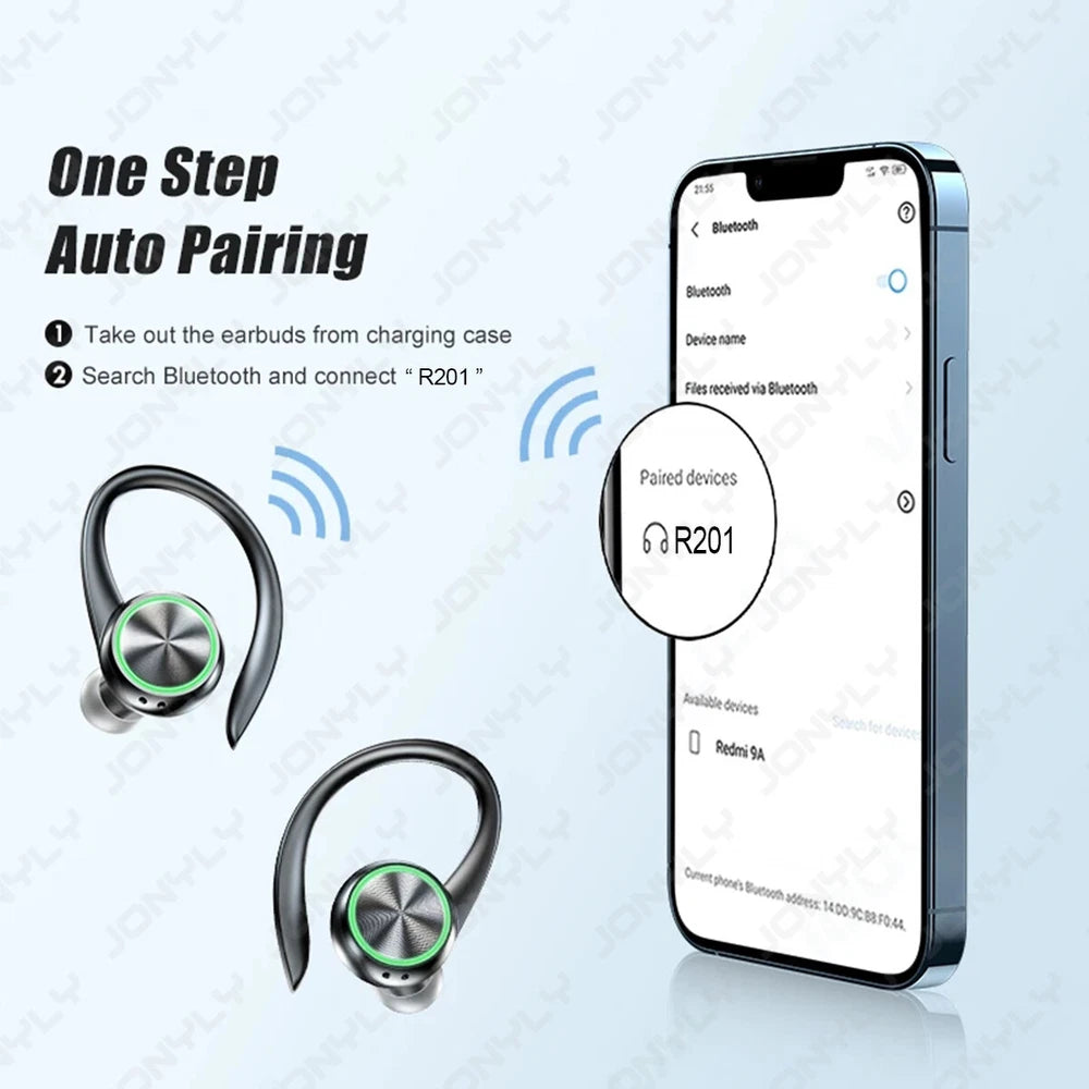 TWS Wireless Headphones Bluetooth Earbuds Ear Hook Running Bass Sports Earphones