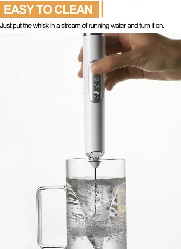 USB Rechargeable Milk Coffee Frother Whisk Egg Beater Handheld Frappe Mixer New