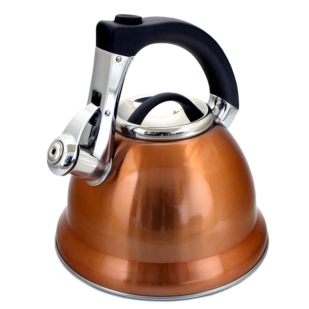 3L Whistling Copper Stovetop Kettle Stainless Steel Gas Electric Hobs Voche®
